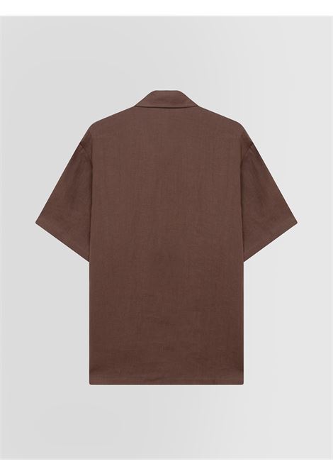 Alpha Studio camicia in lino color cioccolato a maniche corte ALPHA STUDIO | CAMICIE | AU-5375L1009